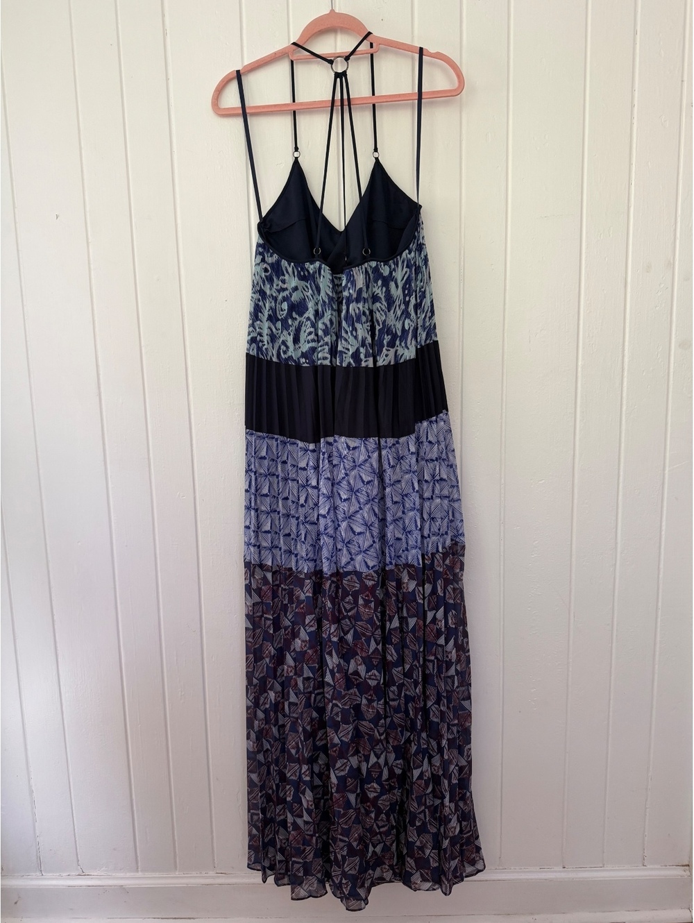BCBGMaxAzria Navy and Blue Printed Maxi Dress